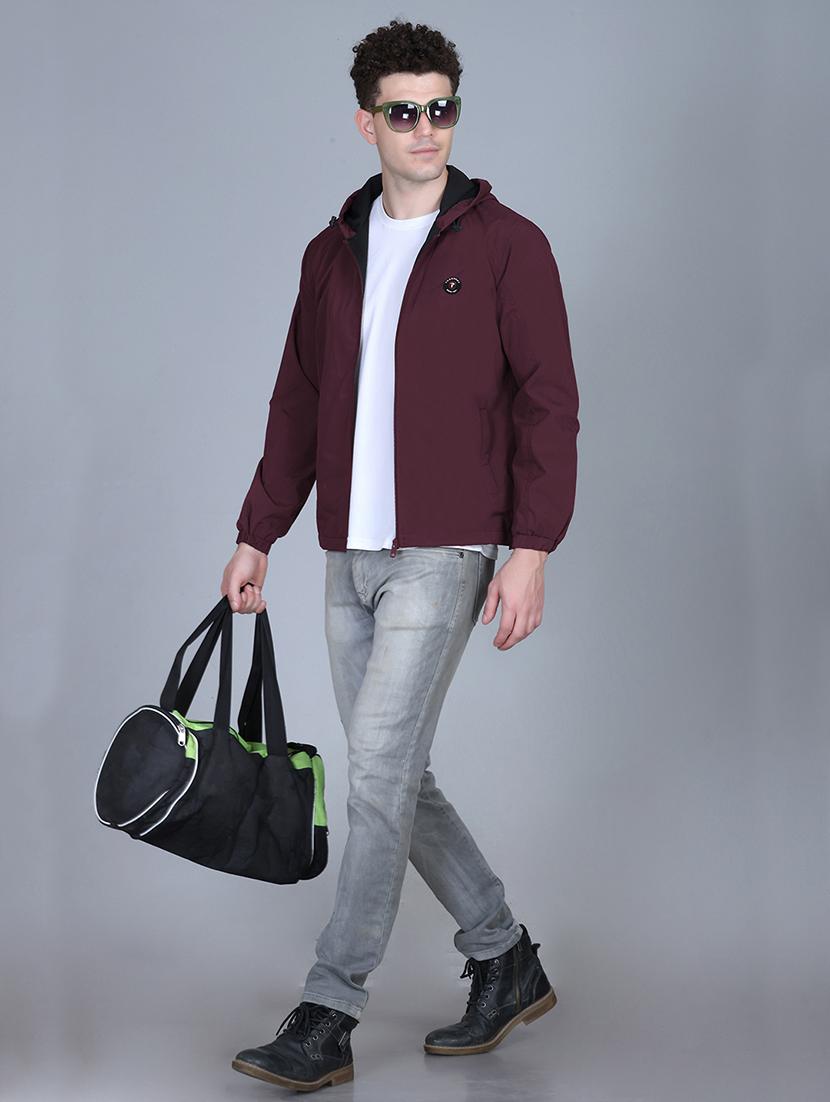 men solid long sleeve lightweight windcheater hooded jacket - 22011442 - Standard Image - 4