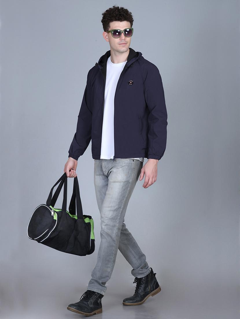 men solid long sleeve lightweight windcheater hooded jacket - 22011443 - Standard Image - 4