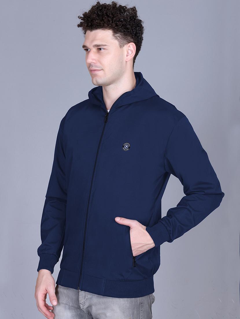 men solid long sleeve lightweight windcheater hooded jacket - 22011445 - Standard Image - 1