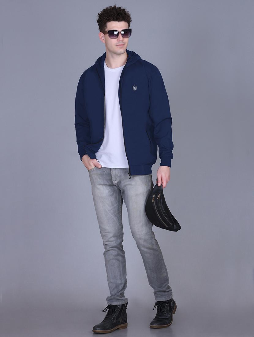 men solid long sleeve lightweight windcheater hooded jacket - 22011445 - Standard Image - 4