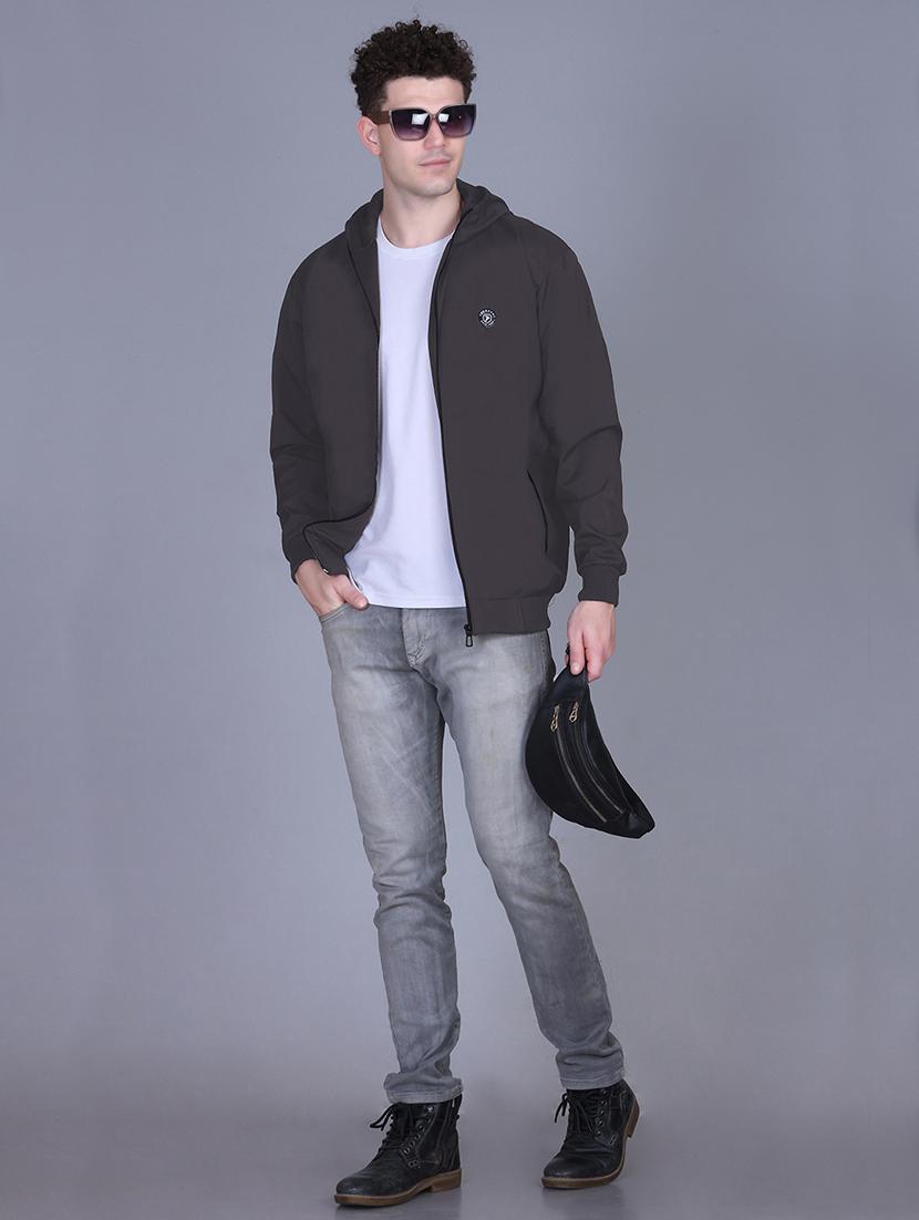 men solid long sleeve lightweight windcheater hooded jacket - 22011446 - Standard Image - 4