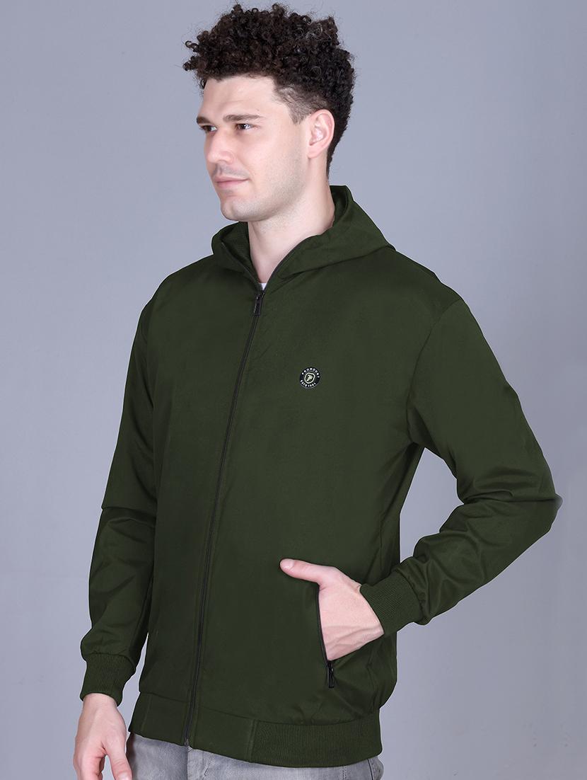 men solid long sleeve lightweight windcheater hooded jacket - 22011447 - Standard Image - 1