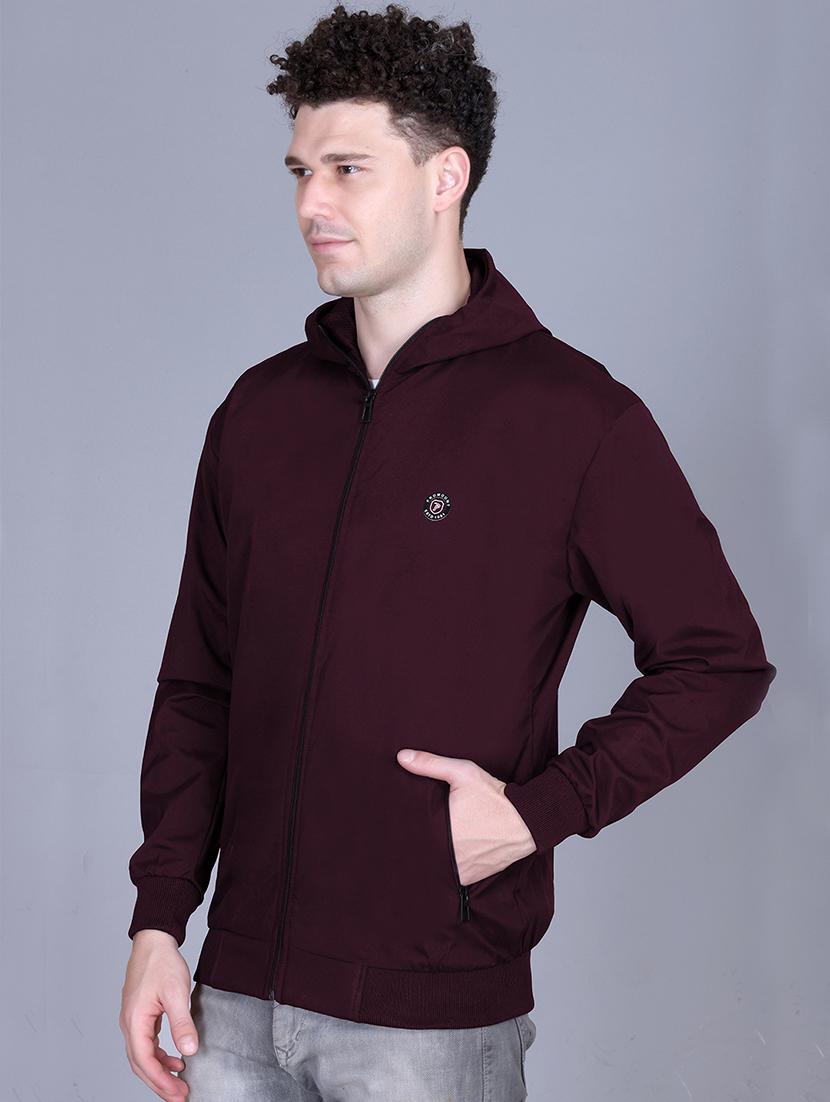 men solid long sleeve lightweight windcheater hooded jacket - 22011448 - Standard Image - 1