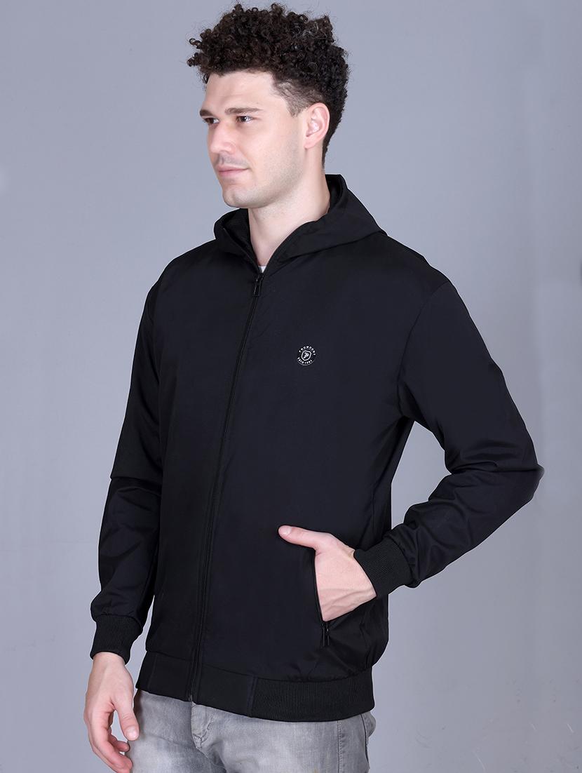 men solid long sleeve lightweight windcheater hooded jacket - 22011449 - Standard Image - 1