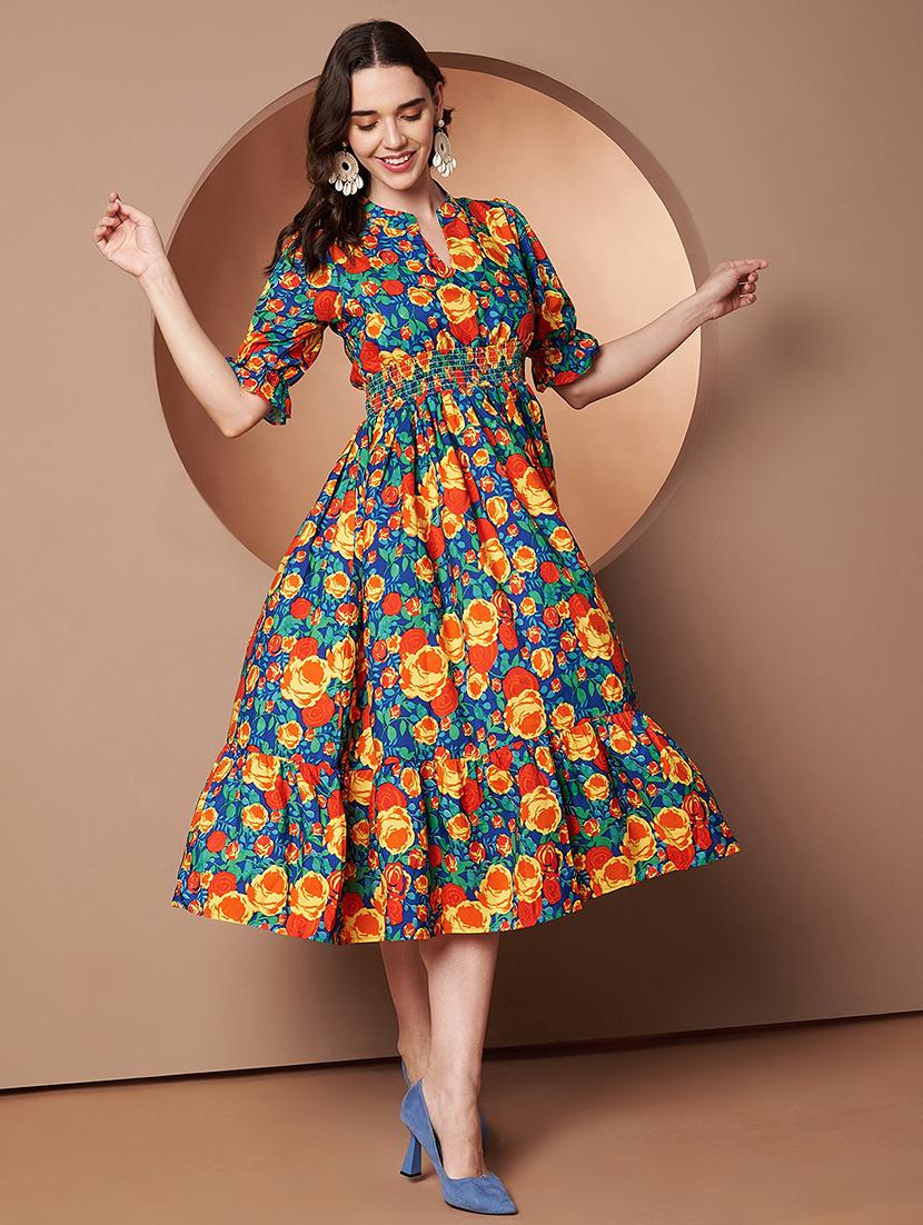 women floral print puff sleeve tiered dress - 22011451 - Zoom Image - 0