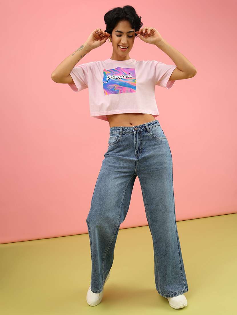 women solid mid rise wide leg jean - 22011476 -  Standard Image - 4