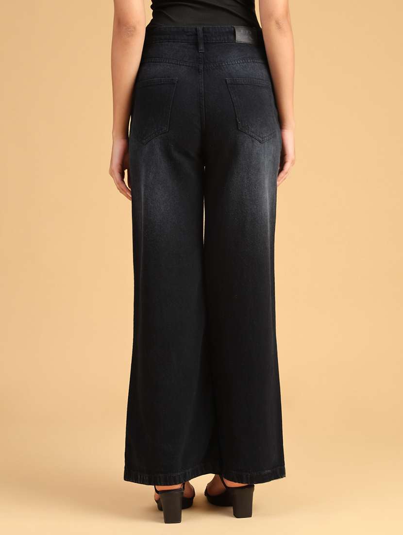 women solid high rise wide leg jean - 22011509 -  Standard Image - 4