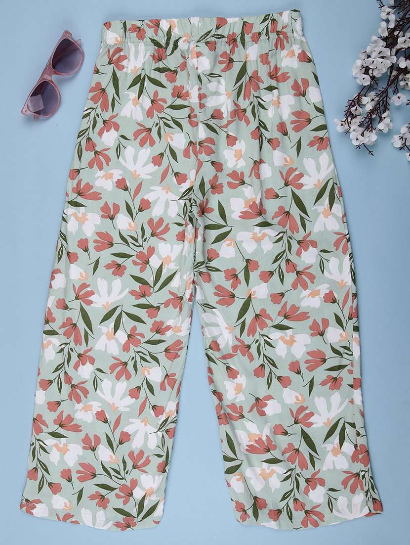 girls printed mid rise palazzo  - 22011600 -  Standard Image - 1
