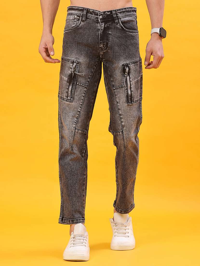 men solid mid rise slim fit jean