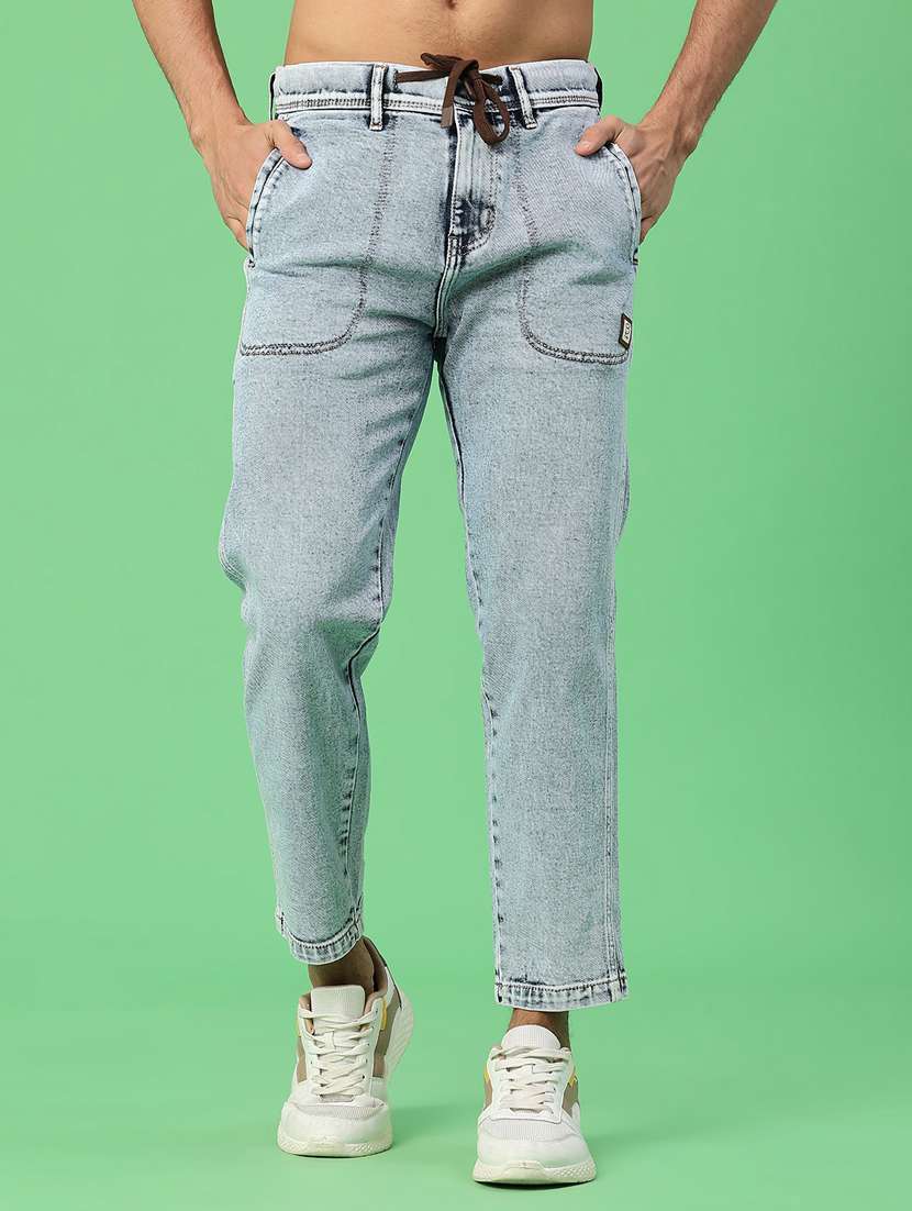 men solid mid rise slim fit jean