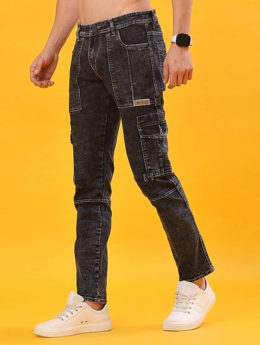 men solid mid rise regular fit cargo - 22011610 -  Standard Image - 1