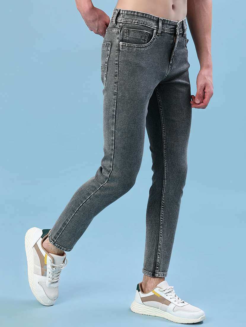 men plain mid rise full length jeans - 22011657 -  Standard Image - 1