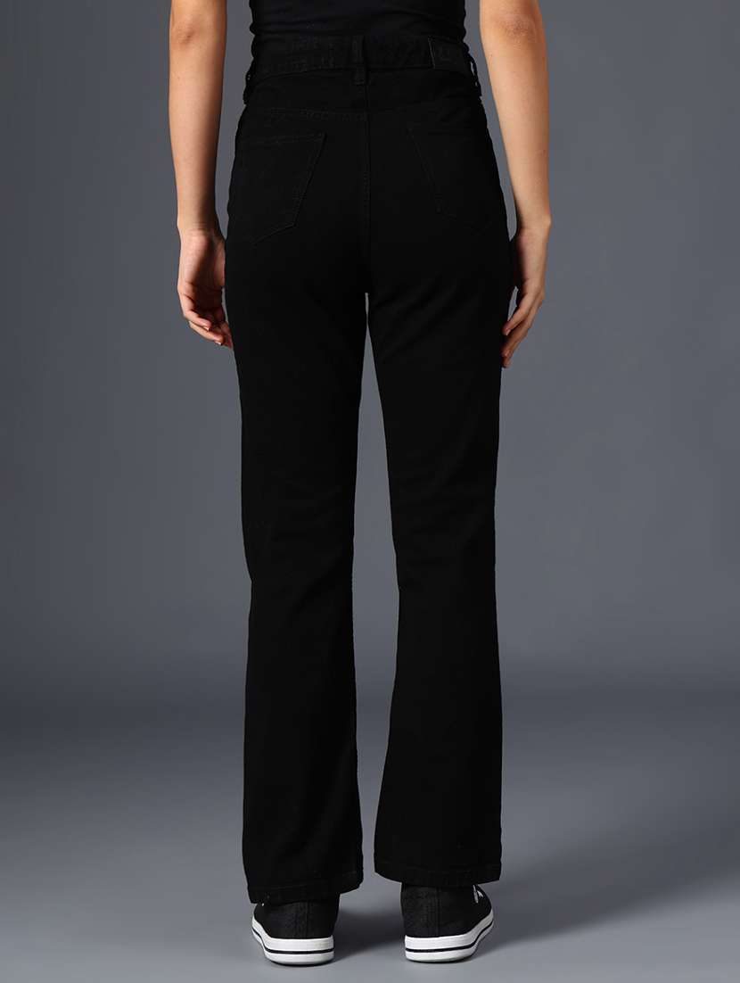 women solid mid rise slash knee straight jean - 22011707 -  Standard Image - 4