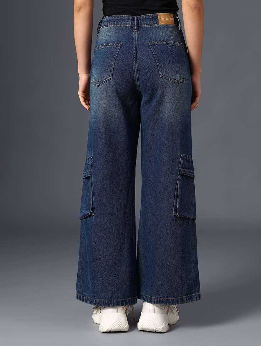 women solid high rise wide leg cargo - 22011708 -  Standard Image - 4