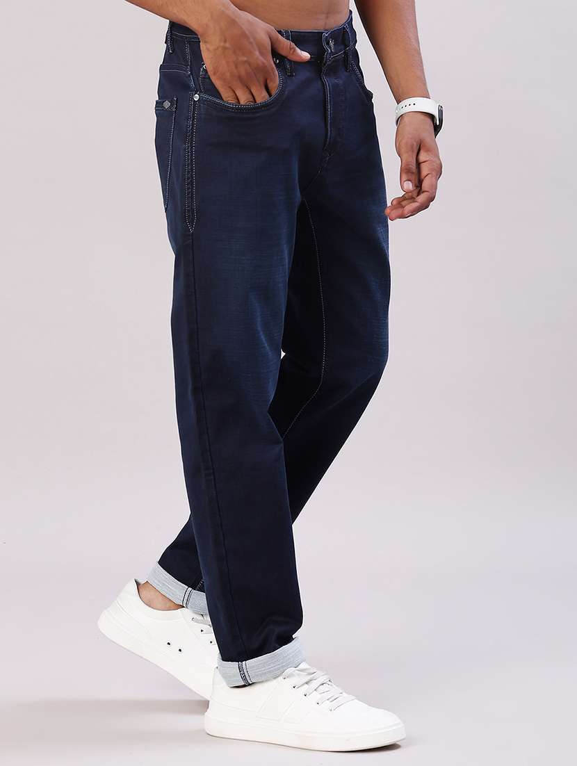 men solid mid rise tapered fit jeans - 22011776 -  Standard Image - 1