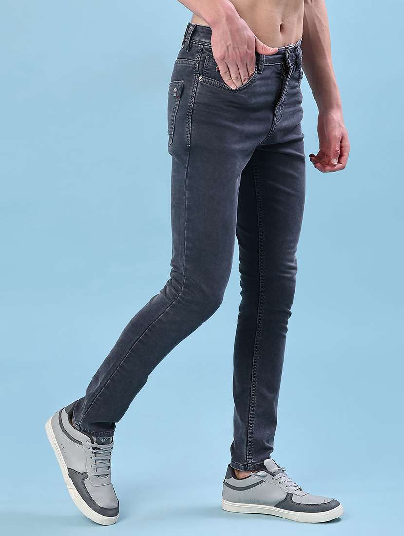 men plain mid rise full length jeans - 22011777 -  Standard Image - 1
