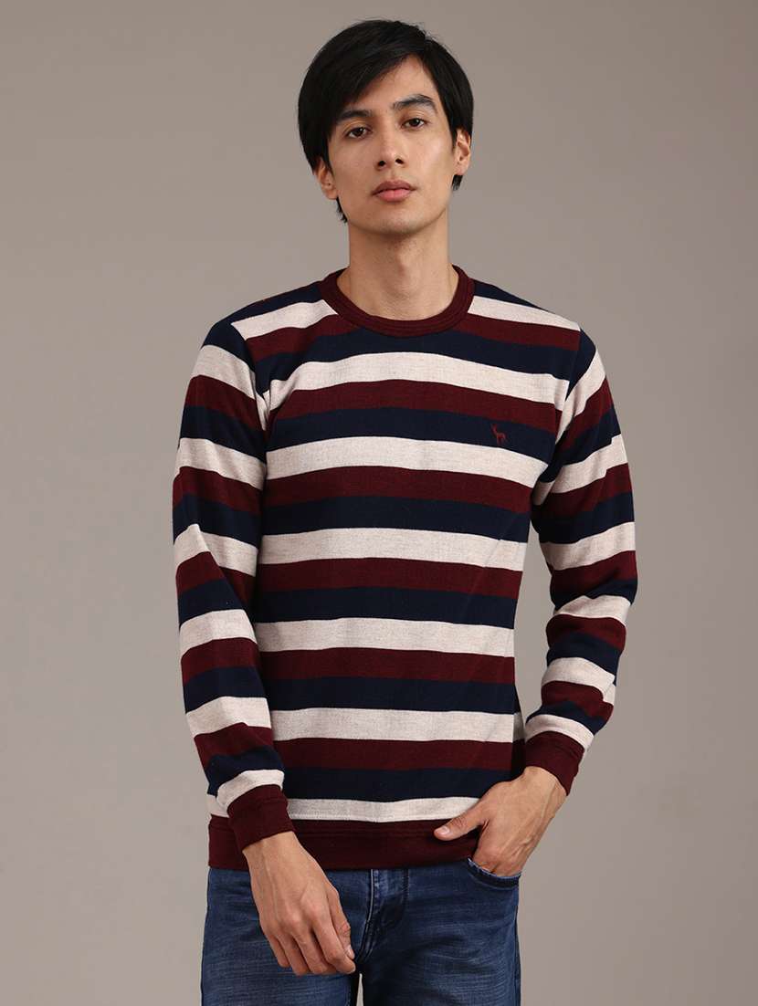men striped long sleeve regular fit pullover  - 22011786 -  Standard Image - 1