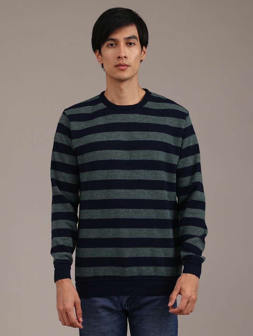 men striped long sleeve regular fit pullover  - 22011787 -  Standard Image - 1