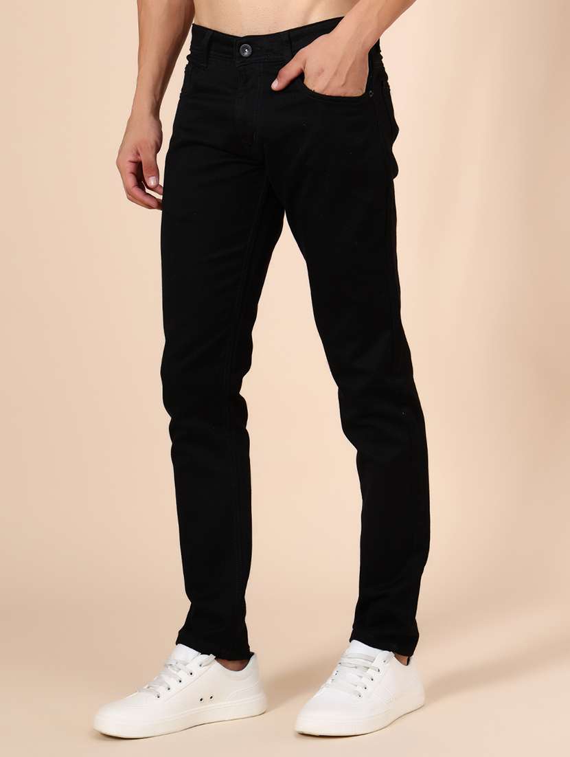 men plain mid rise full length jean