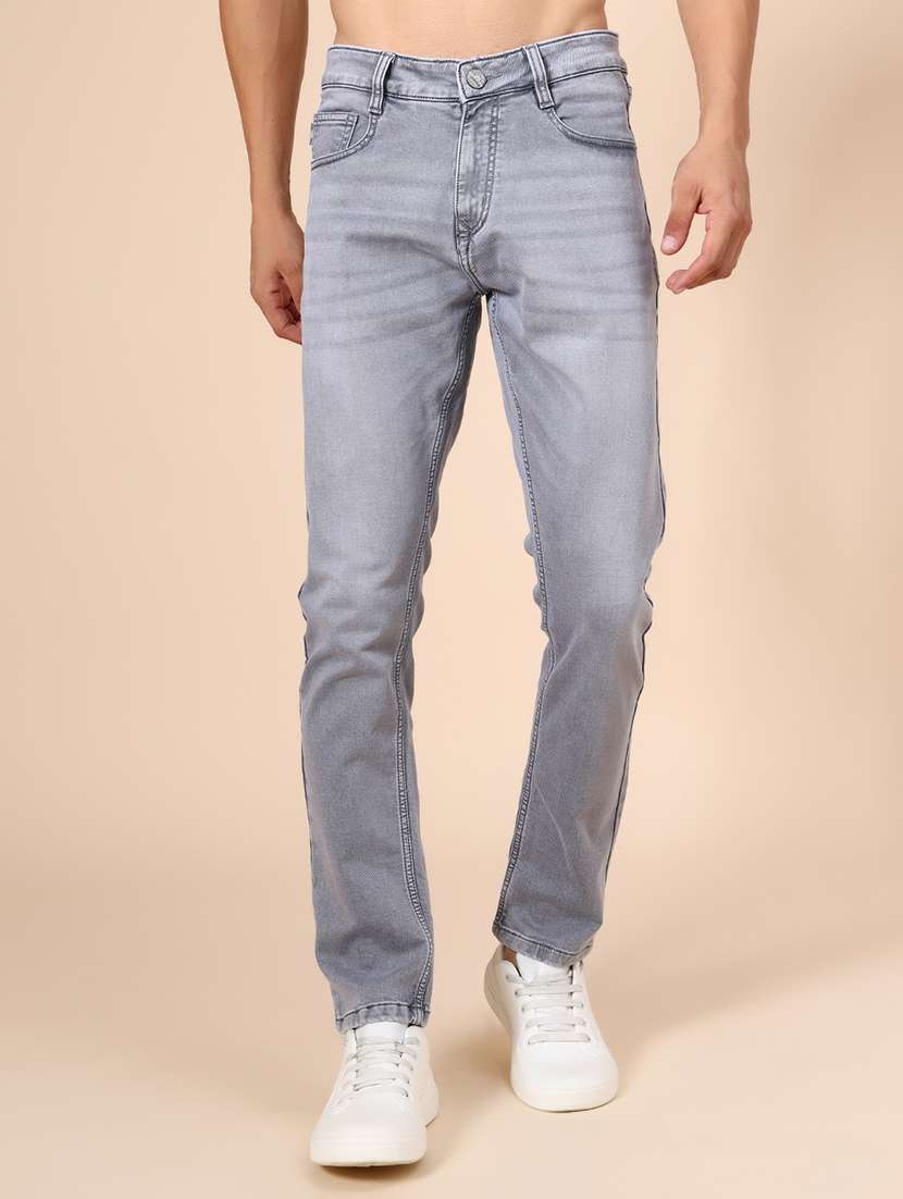 men washed mid rise full length jean
