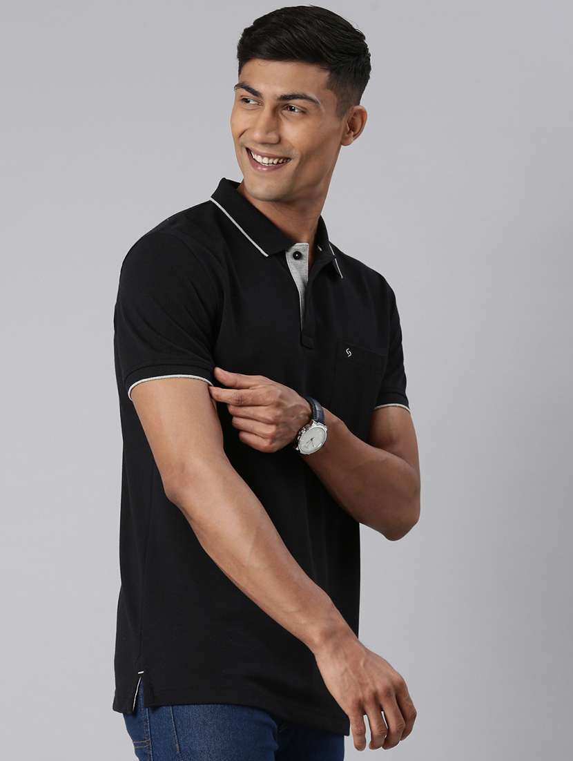 men solid short sleeve regular fit polo t-shirt - 22011946 -  Standard Image - 1