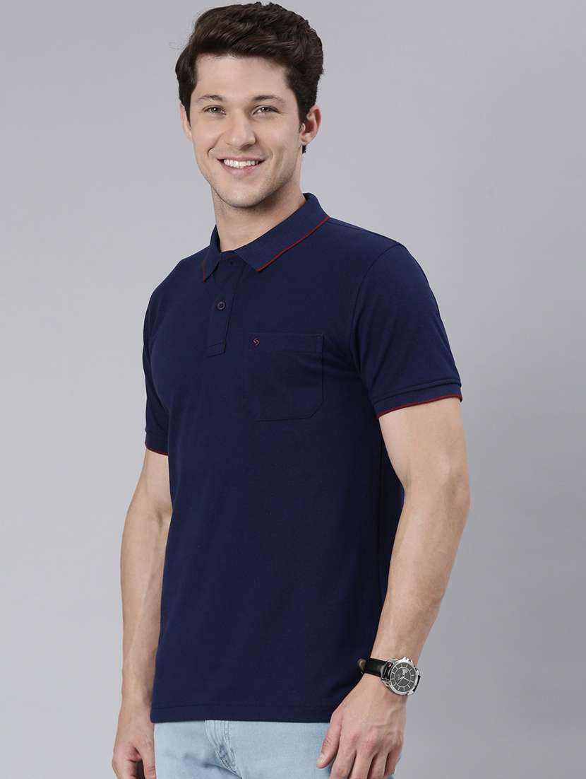 men solid short sleeve regular fit polo t-shirt - 22011950 -  Standard Image - 1