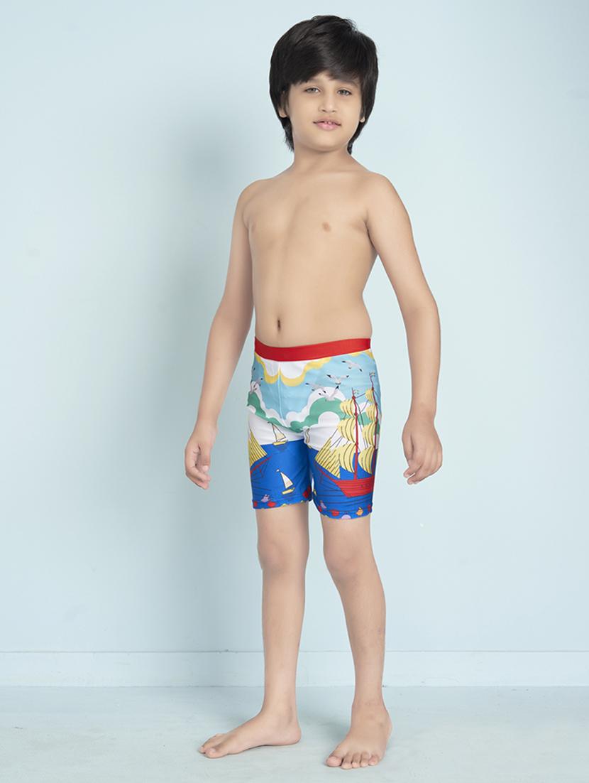 boys printed mid rise swimming shorts - 22011970 - Standard Image - 1