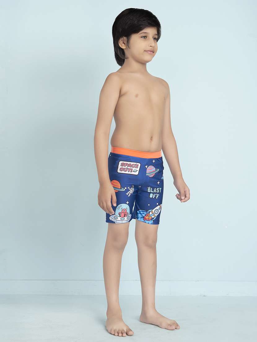 boys printed mid rise swimming shorts - 22011971 -  Standard Image - 1