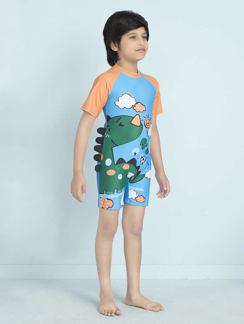 boys printed sports wear round neck swimsuit - 22011976 - Standard Image - 1