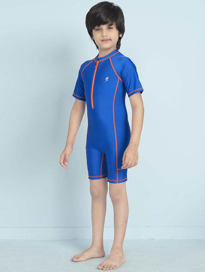boys solid sports wear round neck swimsuit - 22011980 - Standard Image - 1