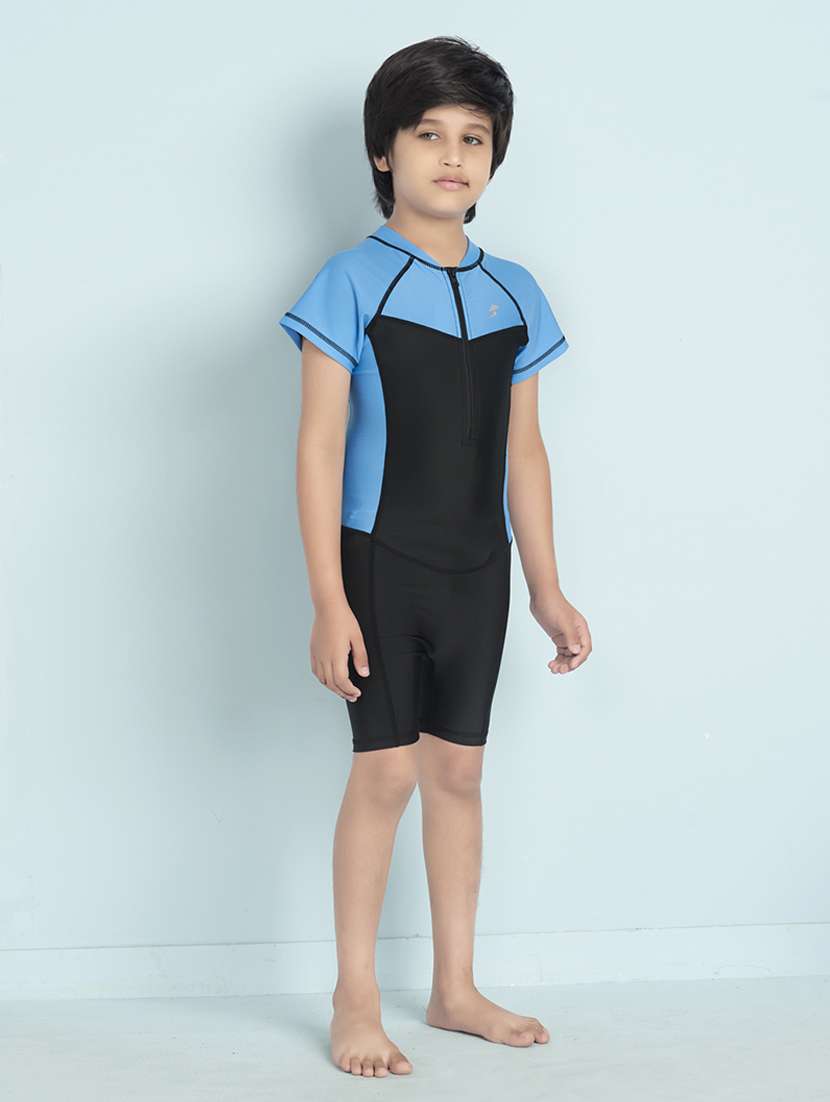 boys color block sports wear round neck swimsuit - 22011982 -  Standard Image - 1