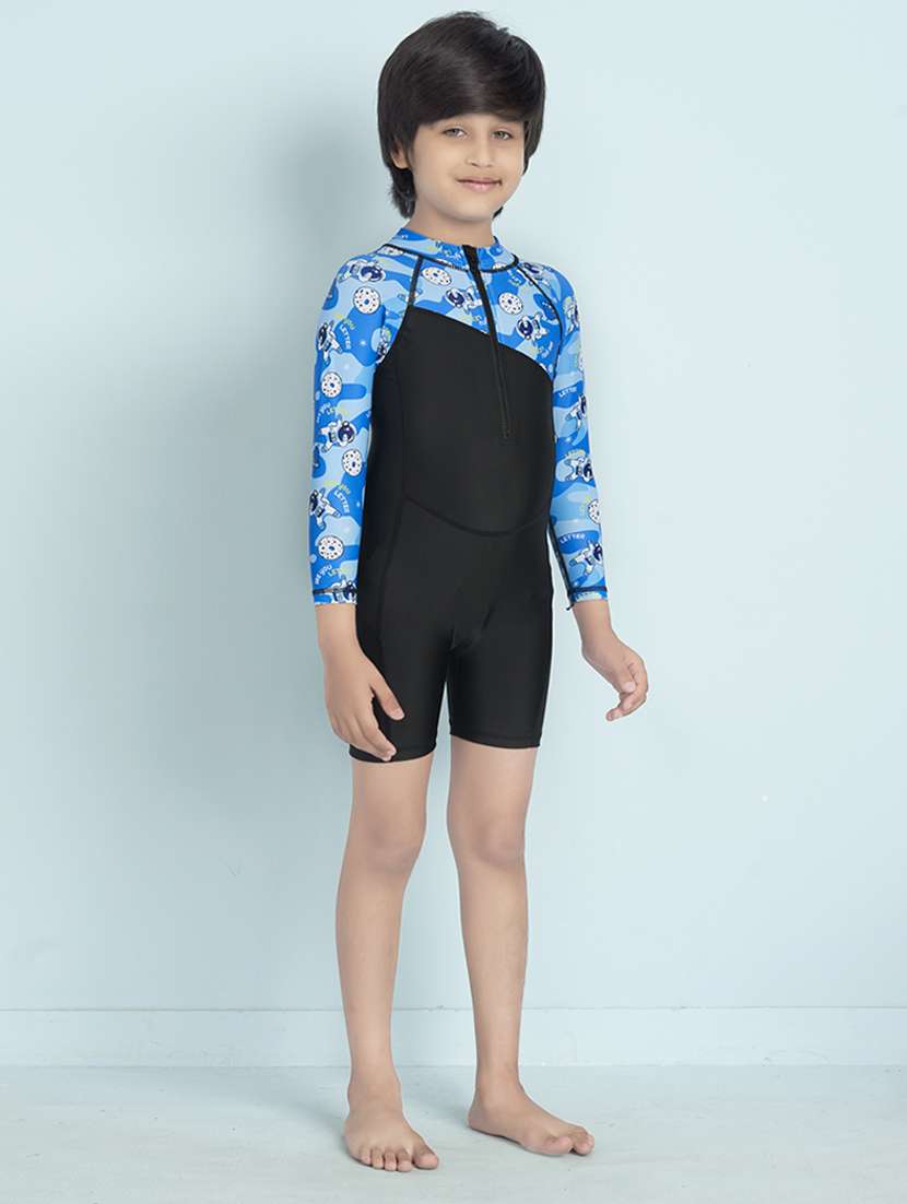 boys printed sports wear round neck swimsuit - 22011983 - Standard Image - 1