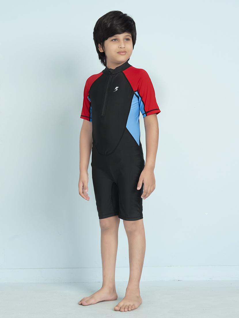 boys color block sports wear round neck swimsuit - 22011985 -  Standard Image - 1