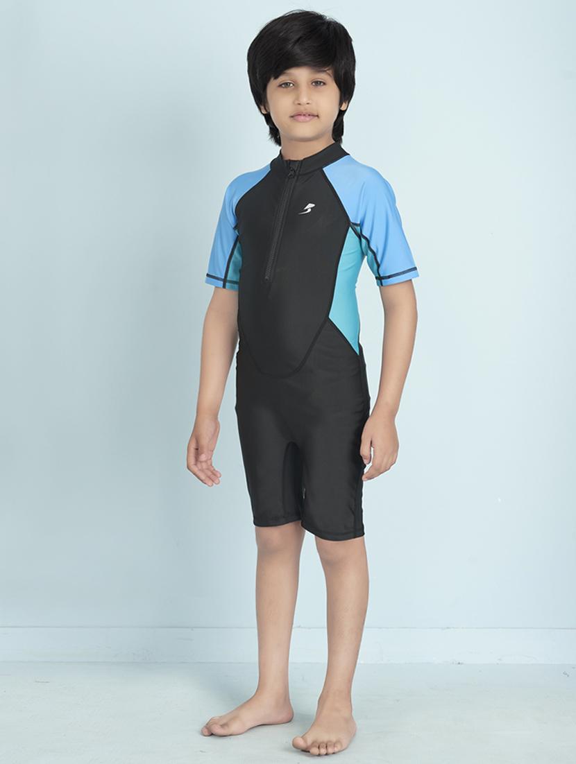 boys color block sports wear round neck swimsuit - 22011986 -  Standard Image - 1