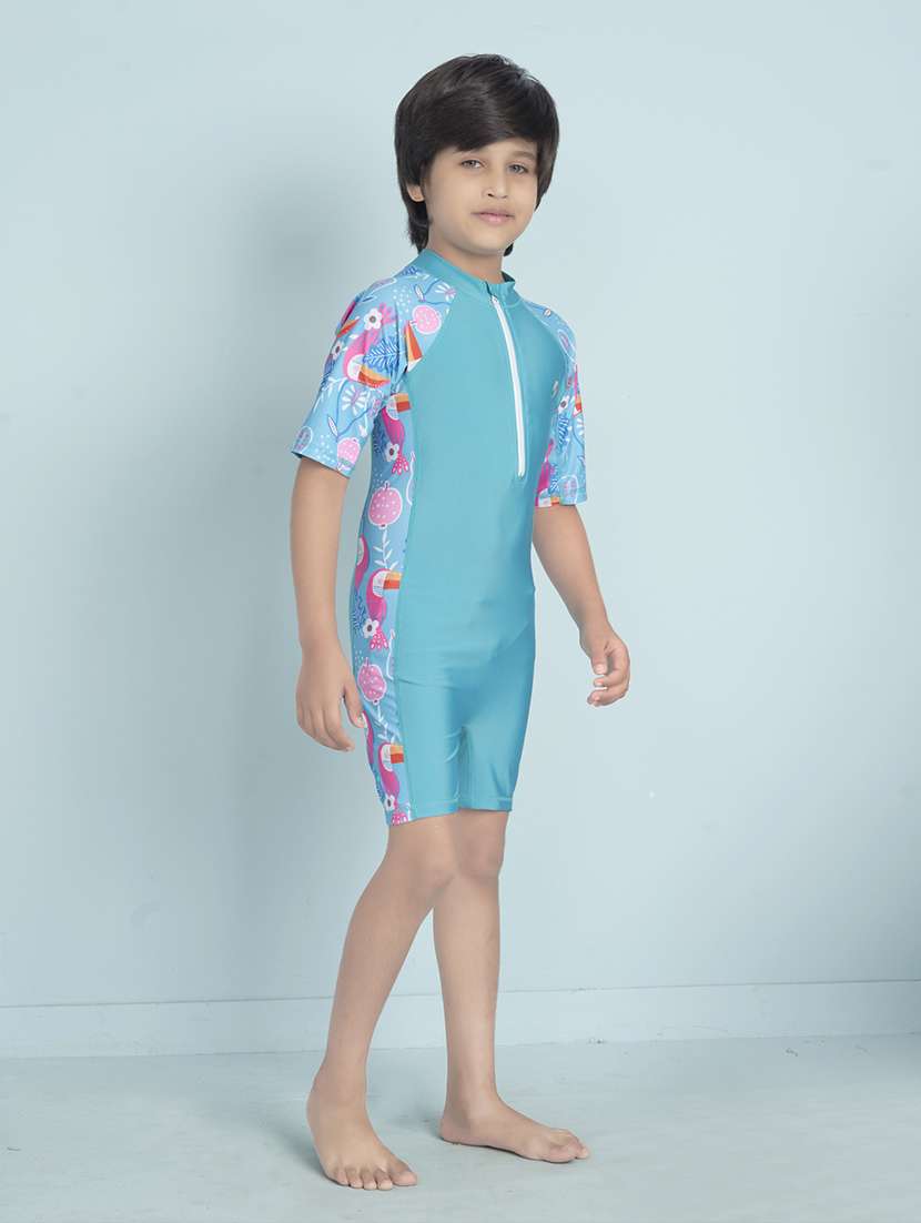 boys printed sports wear round neck swimsuit - 22011987 - Standard Image - 1