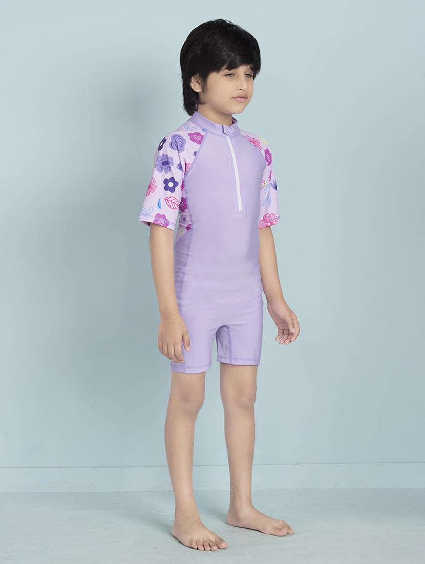 boys printed sports wear round neck swimsuit with goggles - 22011999 - Standard Image - 1