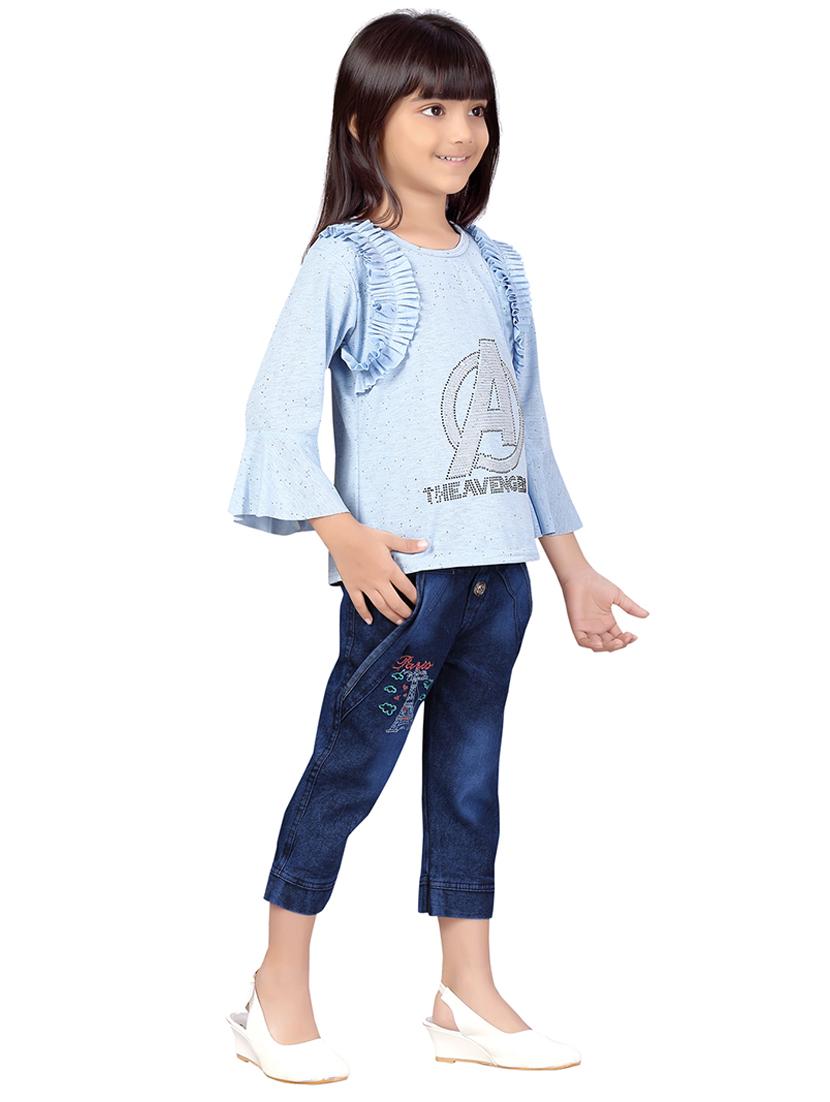 gilrs printed top and trouser co-ord set - 22012010 - Standard Image - 1