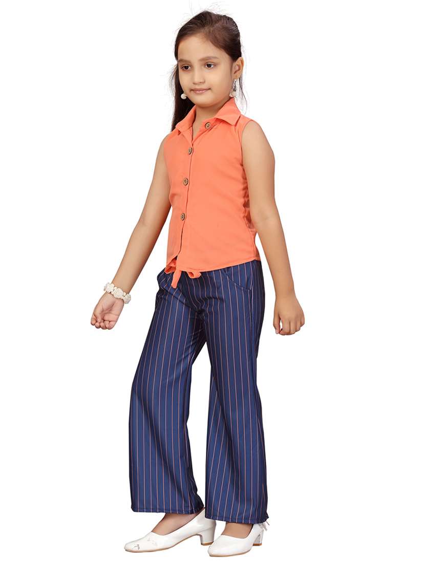 girls striped top and trouser co-ord set - 22012012 -  Standard Image - 1