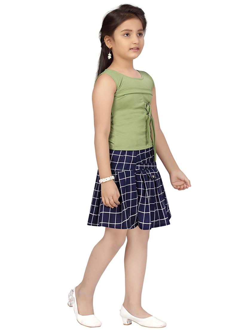 girls checkered top and skirt co-ord set - 22012013 -  Standard Image - 1