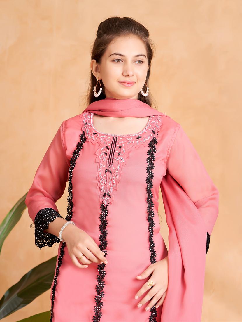 girls lace detailed three quarter sleeve suit set - 22012028 - Standard Image - 4