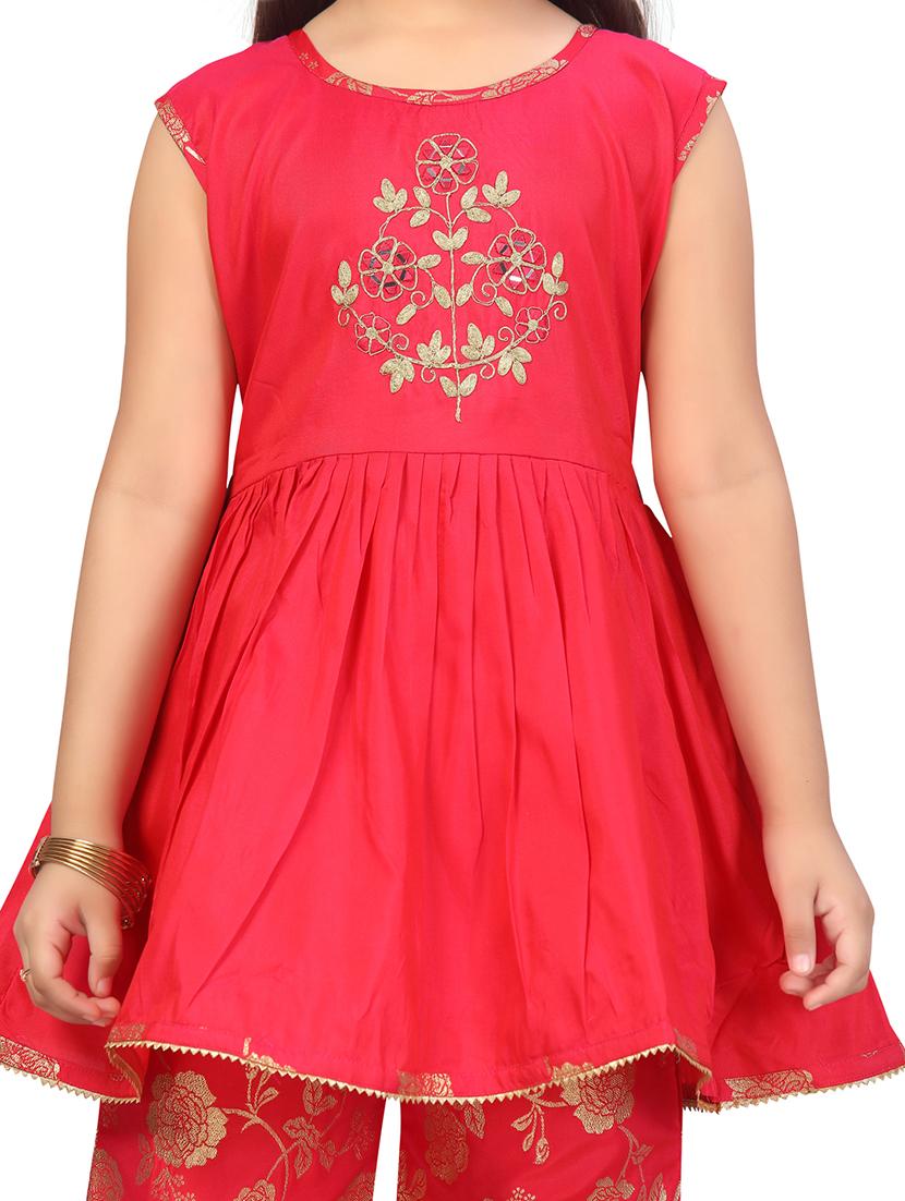 girls foil print kurta and sharara set - 22012038 - Standard Image - 4