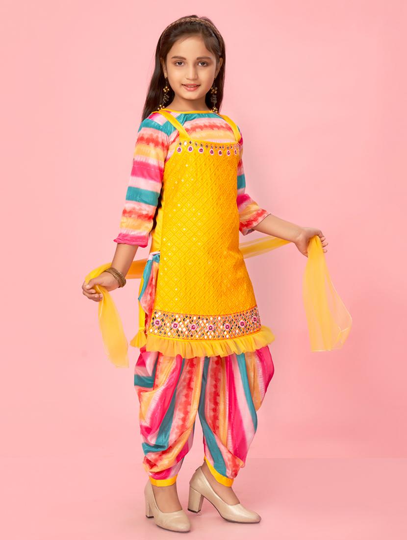 girls embroidered kurta and salwar with dupatta  - 22012039 -  Standard Image - 1