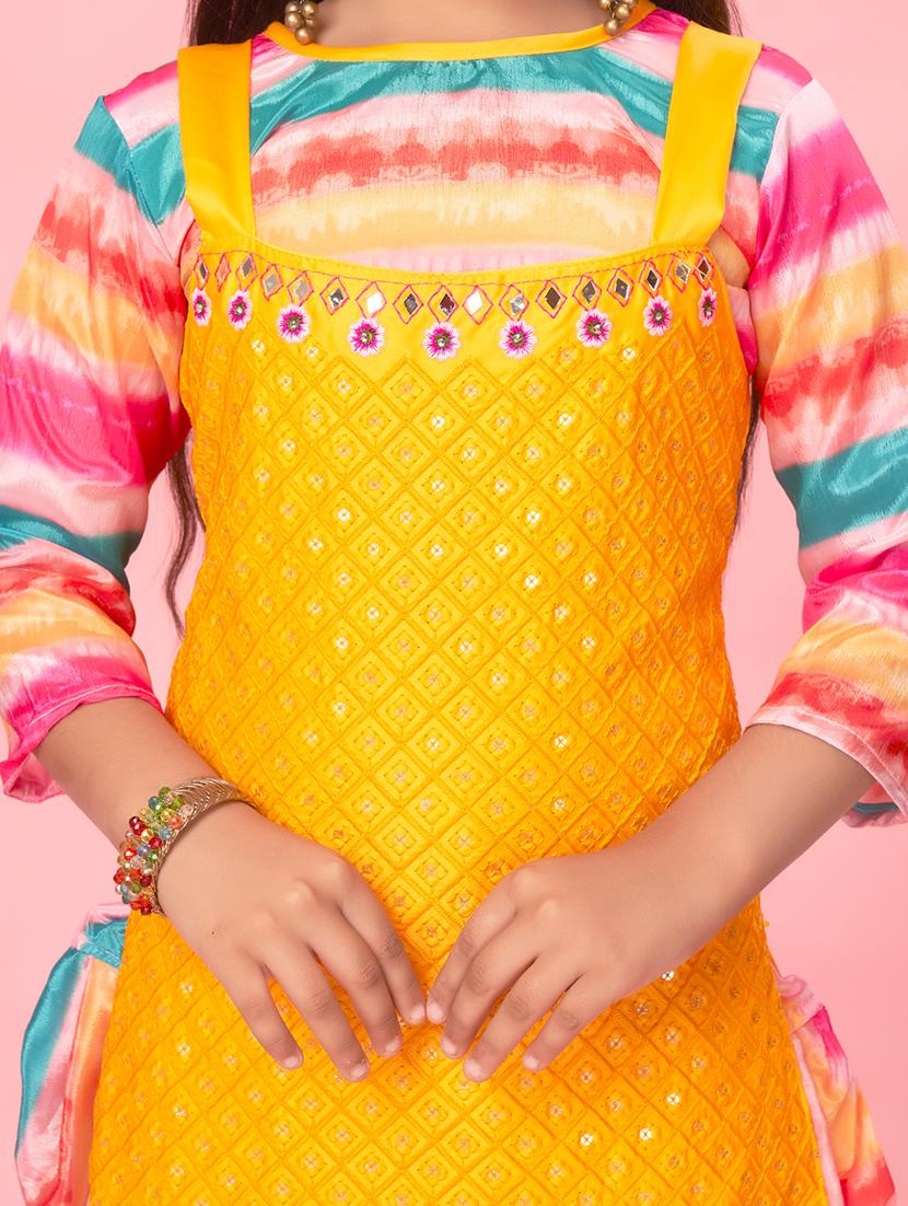 girls embroidered kurta and salwar with dupatta - 22012039 - Standard Image - 4