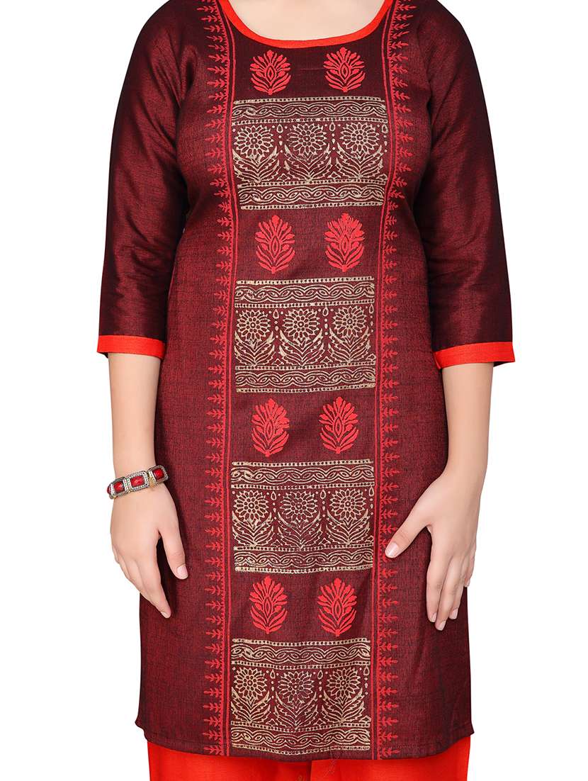 girls printed round neck kurta and palazzo set  - 22012043 -  Standard Image - 4