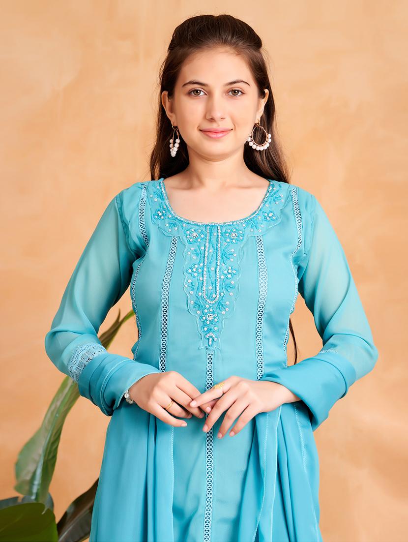 girls embroidered kurta and pant with dupatta - 22012046 - Standard Image - 4