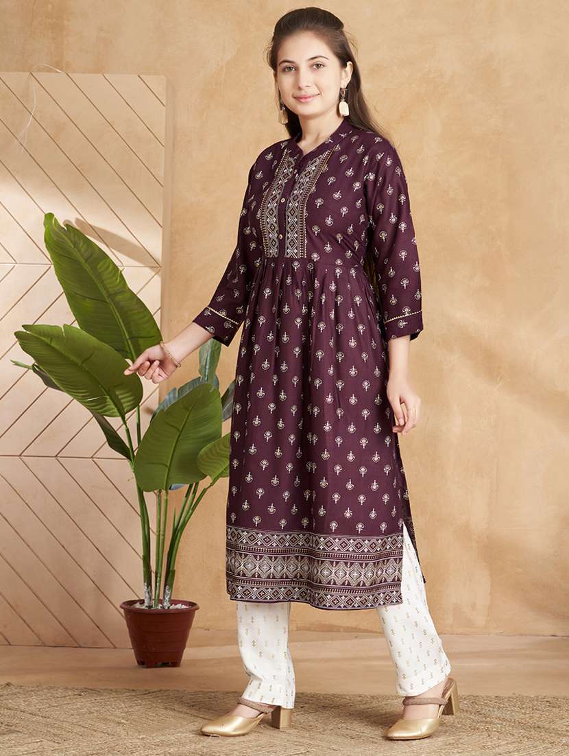 girls printed kurta and pant set - 22012052 -  Standard Image - 1