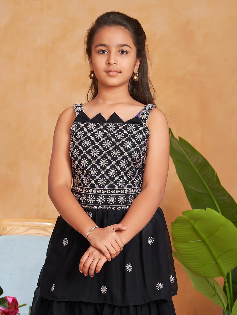 girls embroidered kurta and sharara set - 22012062 - Standard Image - 4