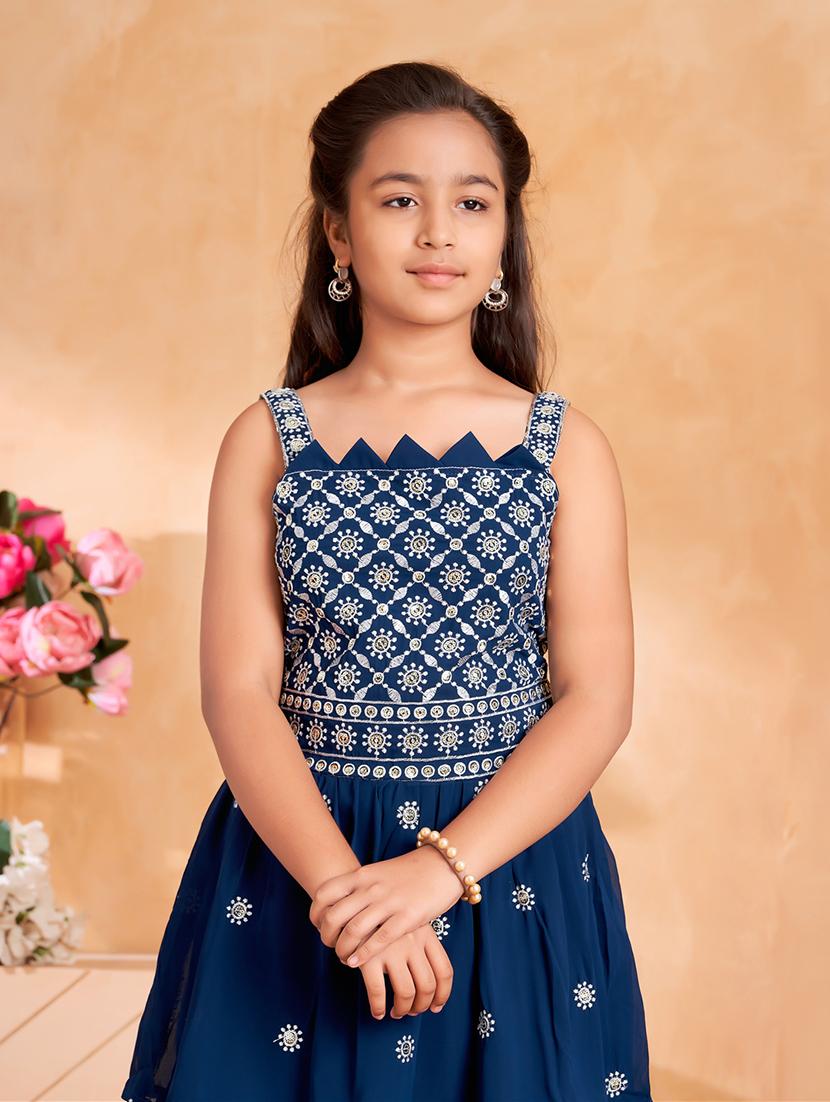 girls embroidered kurta and sharara set - 22012065 - Standard Image - 4