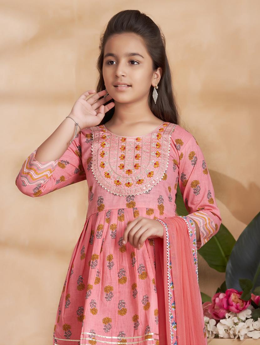 girls printed kurta and sharara with dupatta - 22012071 - Standard Image - 4