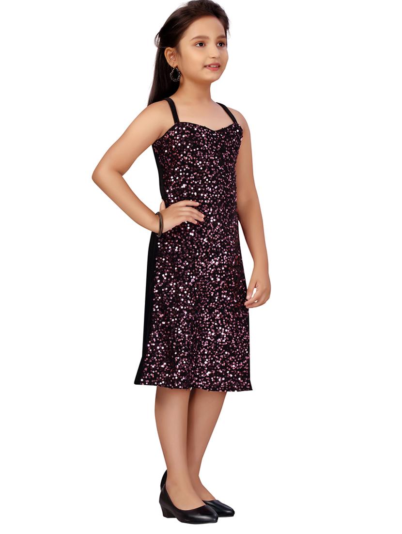 girls sequined shoulder strap straight  dress - 22012075 -  Standard Image - 1